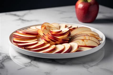Manzanas Fuji en rodajas sobre una tabla de madera