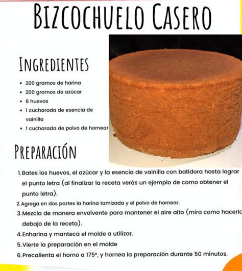 Esquema de los pasos clave: batido de huevos con azúcar, incorporación envolvente de harina y horneado en molde preparado