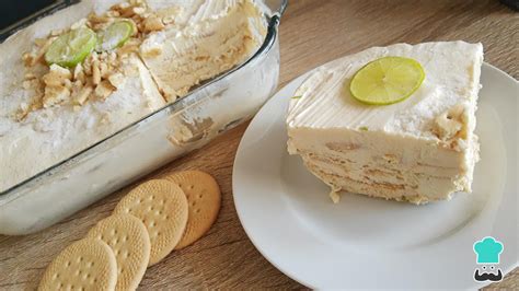 Foto del postre de limón con galletas Saltinas en capas, listo para servir.