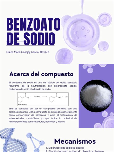 Esquema del mecanismo de acción del benzoato de sodio en la inhibición microbiana