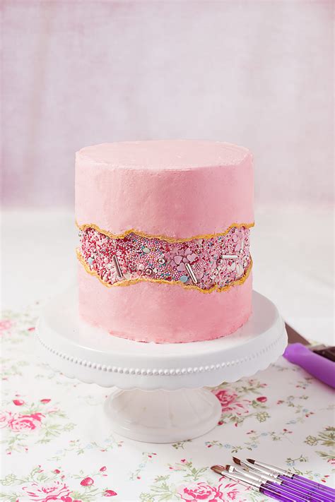 Ejemplo de un pastel decorado con técnica Fault Line