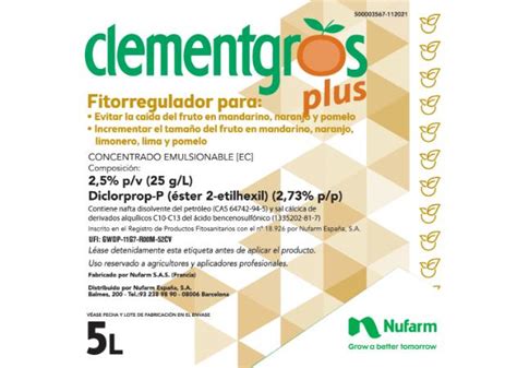 Gráfico comparativo de la evolución de la caída de frutos para Clementgros Plus, MCPA y 2,4-D