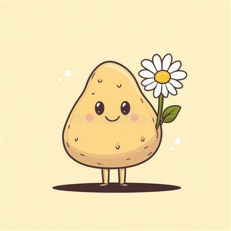 Ilustración de estilo kawaii que muestra a una patata con expresión feliz montando una bicicleta pequeña sobre un fondo limpio.