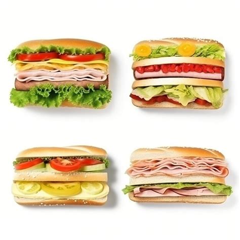 Temática foto de diferentes tipos de sándwiches apetitosos en un expositor