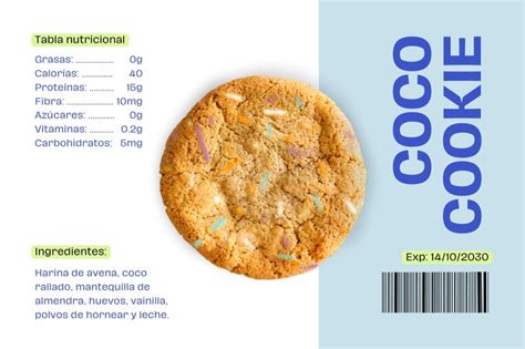 Esquema de una etiqueta de galleta con sus secciones principales