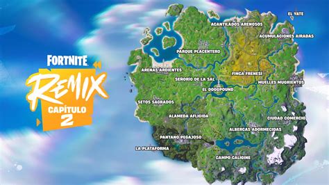 Mapa del Capítulo 2 de Fortnite, señalando la ubicación de la cocina de Hamburrrguesa para el desafío semanal