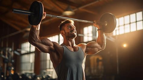 Foto de atleta vegetariano o vegano levantando pesas