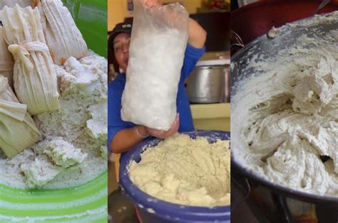 Imagen de una batidora mezclando masa para tamales hasta lograr una consistencia cremosa.