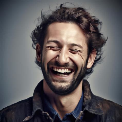 Retrato de una persona riendo a carcajadas, con un semblante amable y expresivo