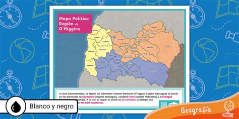 Mapa de la Región de O'Higgins, Chile, con énfasis en la comuna de Donihue