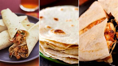 Imagen de diferentes platillos elaborados con tortillas de trigo