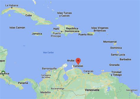 Mapa de la isla de Curaçao en el Caribe
