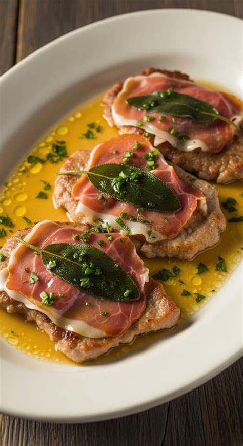 Saltimbocca emplatado con guarnición y copa de vino