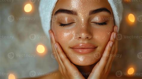 Mujer retirando una mascarilla facial suavemente de su rostro
