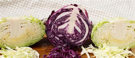 Repollo morado y verde en fresco