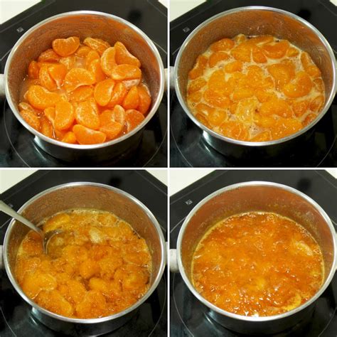 Fotos del paso a paso de la receta (naranjas troceadas, cocción en olla, mermelada lista)