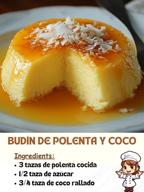Budín de polenta con coco y caramelo