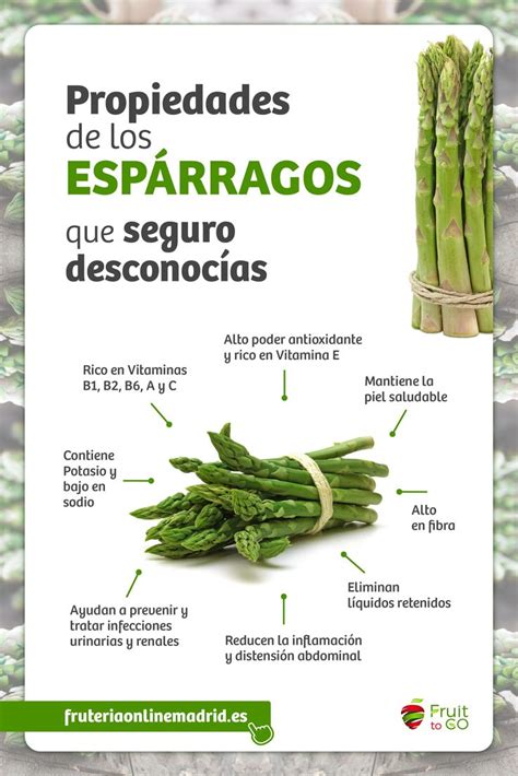 infografía detallando los nutrientes de los espárragos y sus beneficios para la salud