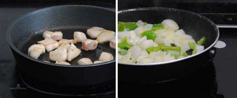 Proceso de salteado de pollo en sartén