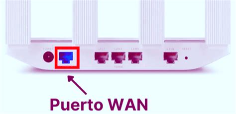 Ilustración de los puertos de un router, destacando el puerto WAN.
