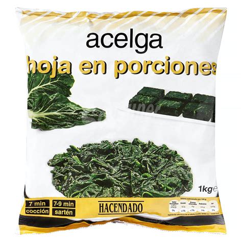 Bolsas de acelgas congeladas etiquetadas