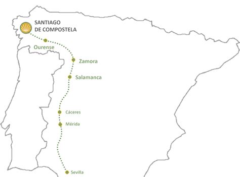 Mapa antiguo de la Vía de la Plata atravesando el Valle del Ambroz