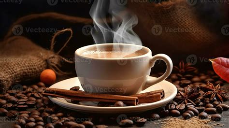 Ritual del café con cupcakes, taza de café humeante y cupcakes decorados