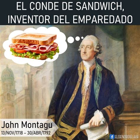 Ilustración histórica sobre el origen del sándwich con el Conde de John Montagu