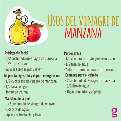 Infografía de usos del vinagre de manzana en el hogar