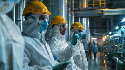 Trabajadores en planta salmonera con equipo de protección personal completo
