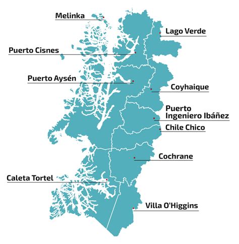 Mapa de Chile destacando la Región de Aysén