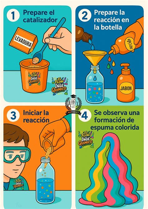 Infografía paso a paso para preparar la mezcla de levadura y la reacción en la botella.