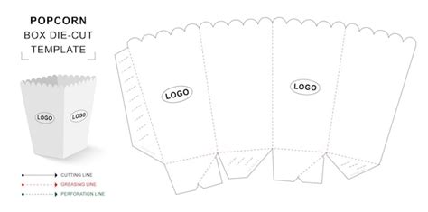 Esquema de plantilla de caja de palomitas de maíz dibujada a mano