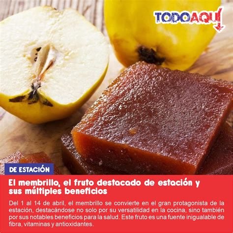 Infografía destacando los beneficios del membrillo: fibra, vitamina C, antioxidantes, bajo en calorías.