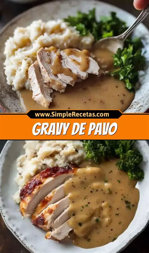 Sartén con gravy de pavo recién hecho, espeso y brillante.