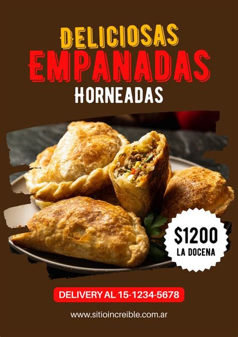 Ejemplo de flyer atractivo para publicidad de empanadas o comida