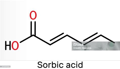 Esquema de la molécula de ácido sórbico