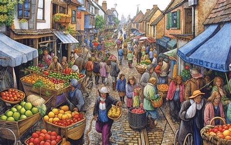 Ilustración de un antiguo mercado de pescado o escena de pesca en mosaico romano.