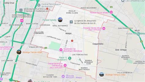Mapa de pizzerías en Ciudad Satélite y Maipú