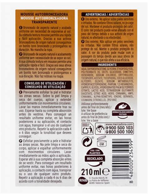 Esquema de los ingredientes principales y su función en el Mousse Autobronceador de Bali Body