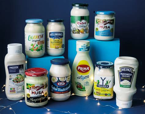 Tabla comparativa de mayonesas de supermercado, incluyendo Eroski, Heinz, Musa, Ybarra y Hellmann's