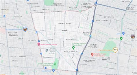 Mapa conceptual de restaurantes de pollo asado en Macul con opciones de entrega a domicilio.