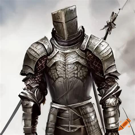 Ilustración de un caballero con armadura en un entorno oscuro y gótico, típico de Dark Souls.