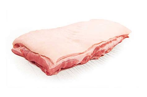 Esquema del corte de panceta de cerdo con piel y grasa