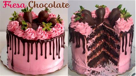 pastel de helado de fresa con ganache de chocolate