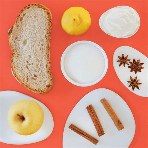 Ilustración de los ingredientes para la capa de manzana especiada.