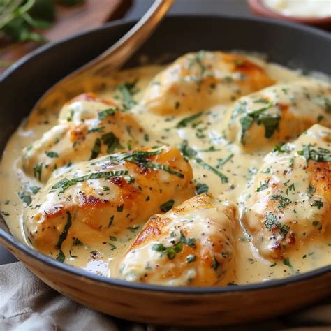 Pechugas de pollo rellenas horneadas, cubiertas con salsa de queso