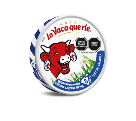 Foto de queso La Vaca que ríe en sus porciones triangulares, quizás con pan y aperitivos