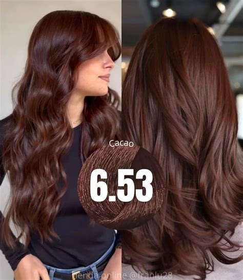 tabla comparativa de diferentes tonos de cabello chocolate con sus números de tinte correspondientes y una breve descripción.