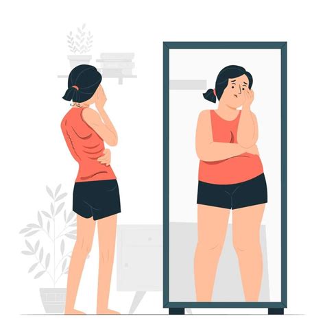 ilustración que muestra una comparativa de la percepción corporal distorsionada en la anorexia